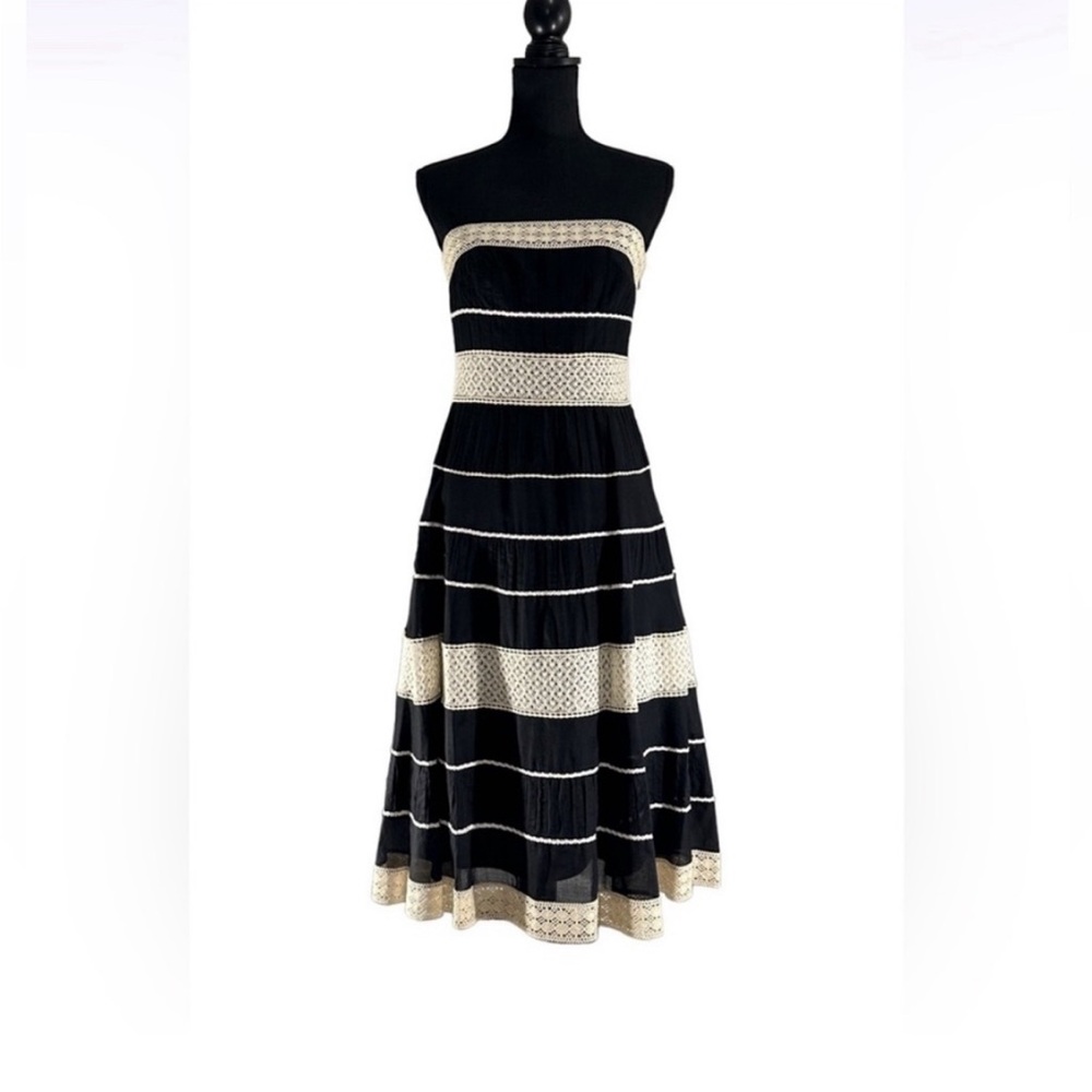 NEW Vintage Ann Taylor Collectibles Black Strapless Crochet Detailed Dre…